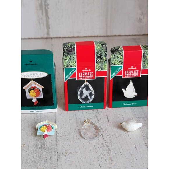 Hallmark holiday cardinal snuggle bird miniature ornament Xmas set dove - Picture 1 of 6